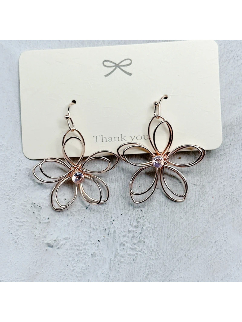 1373mc. Rosegoldtone Floral Flower Earrings